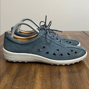 Womens Hotter Daytime EXF Blue Leather Cutout Sneakers Size 9.5